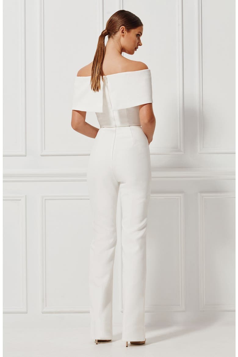 'Aphrodite' Off the Shoulder Jumpsuit, Alternate, color, MILK/IVORY