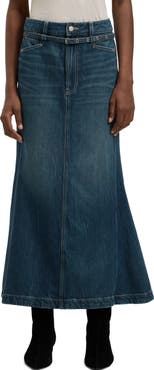 BOSS Peplum Denim Maxi Skirt