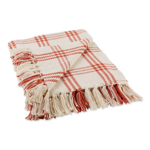 Modern Farmhouse Plaid Throw, Vintage Red
