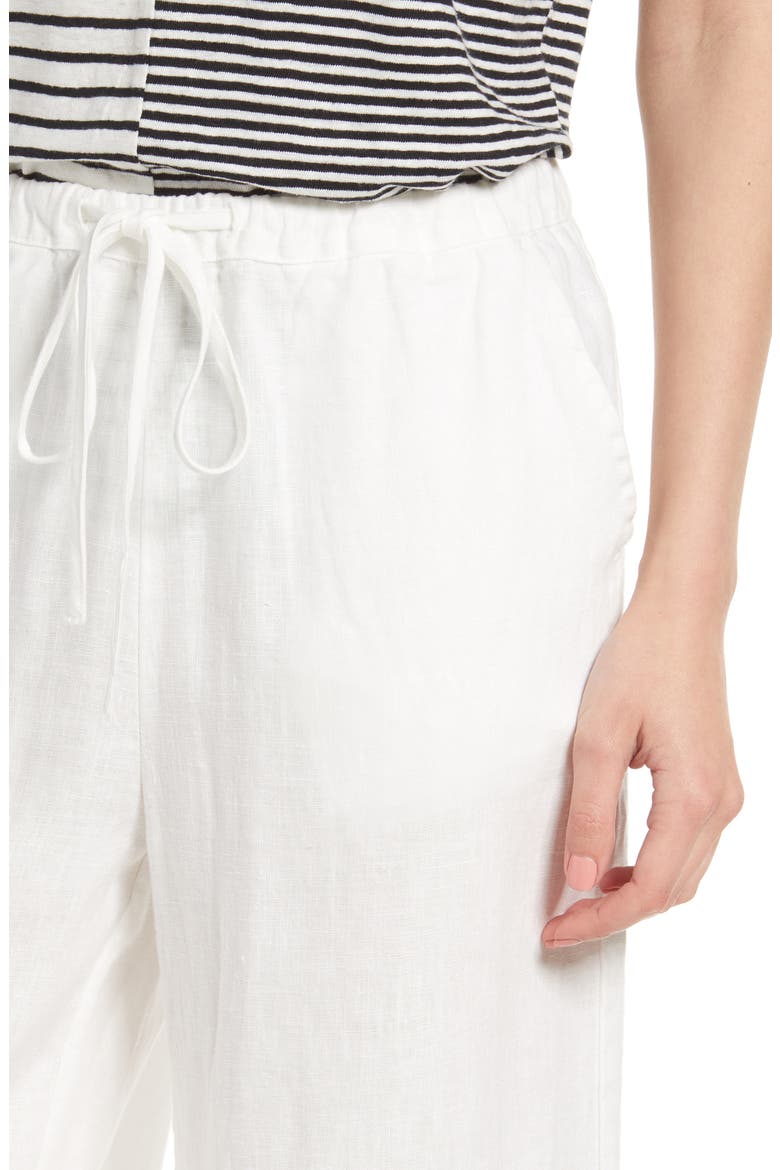 Emmie Drawstring Linen Pants, Alternate, color, WHITE