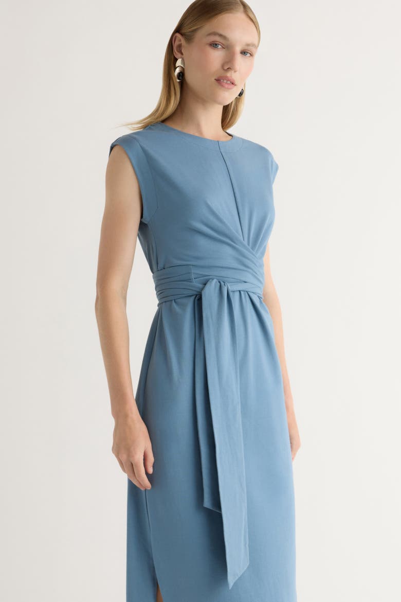 Fei Tie-Front Organic Cotton Dress, Alternate, color, Dusty Blue