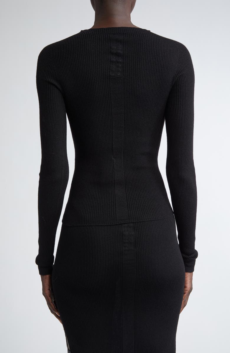 Rick Owens Virgin Wool Rib Sweater, Alternate, color, Black