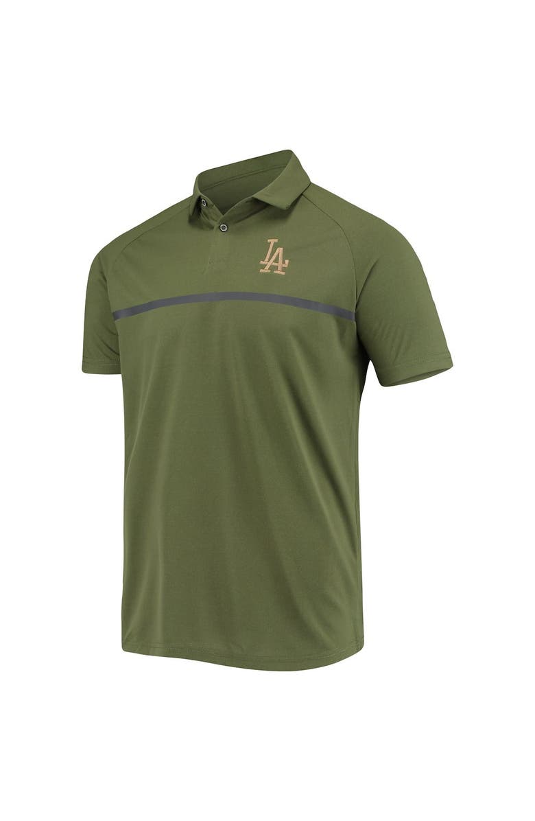 LEVELWEAR Men's Levelwear Olive Los Angeles Dodgers Delta Sector Raglan Polo, Alternate, color,