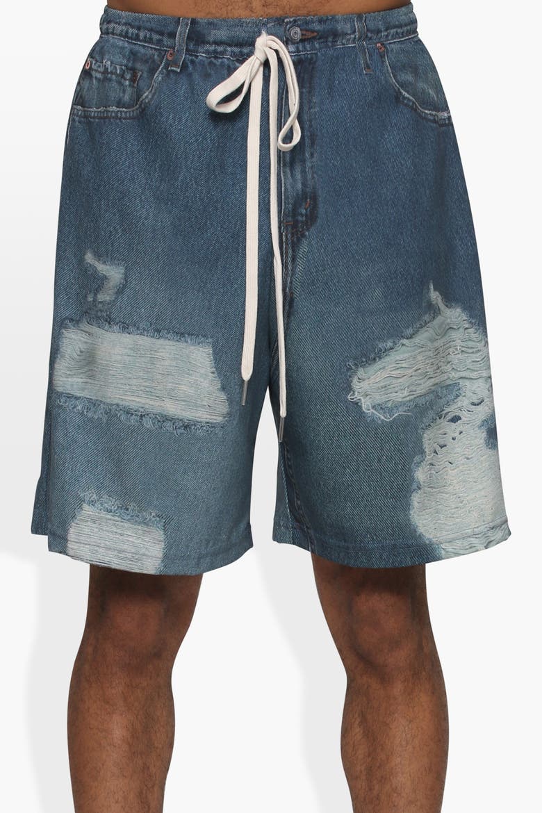 Dumb Printed Denim Short, Alternate, color, Denim