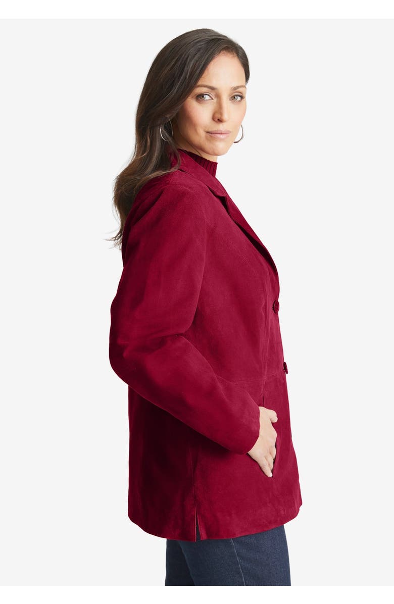 Jessica London Suede Blazer, Alternate, color, Dark Olive Green