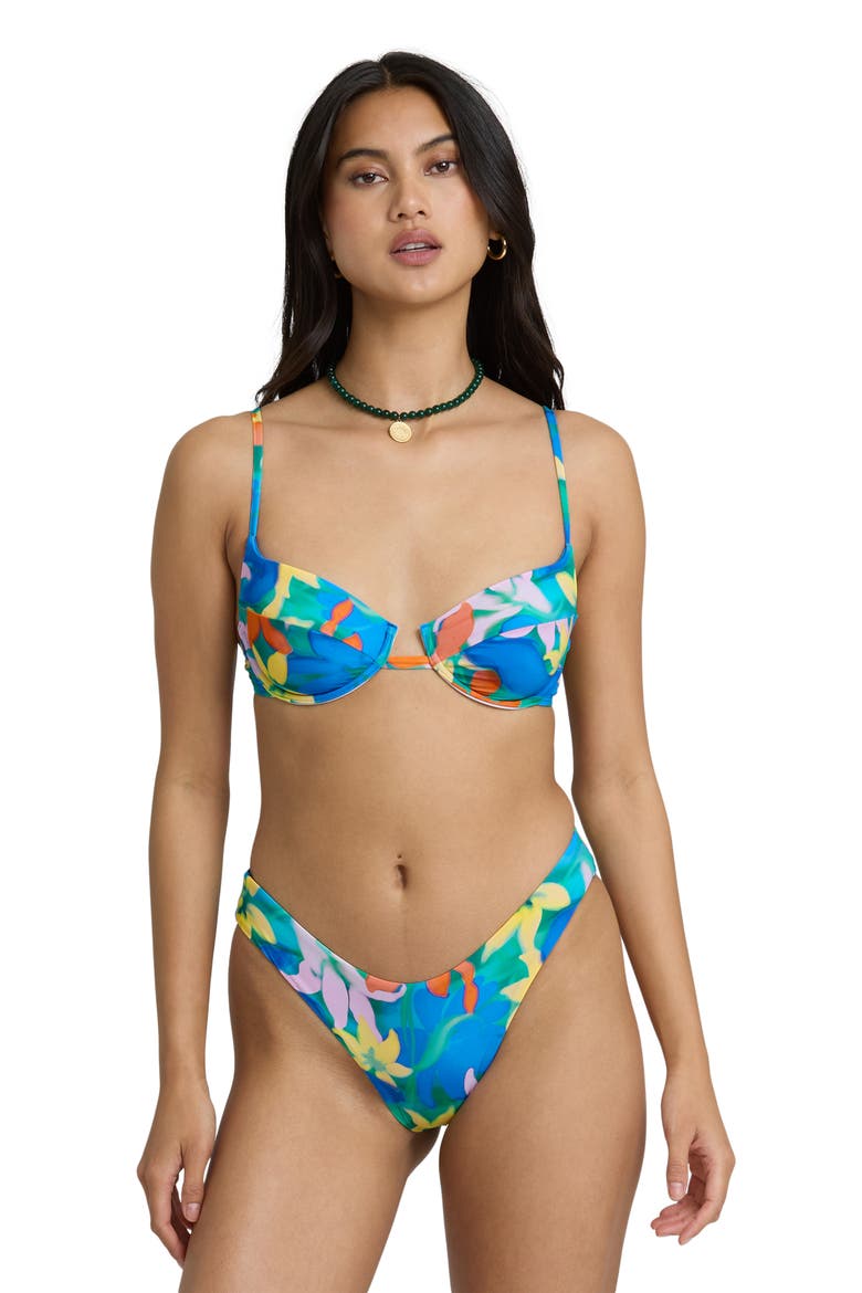 Agua Floral Underwire Swim Top, Alternate, color, BLUE MULTI