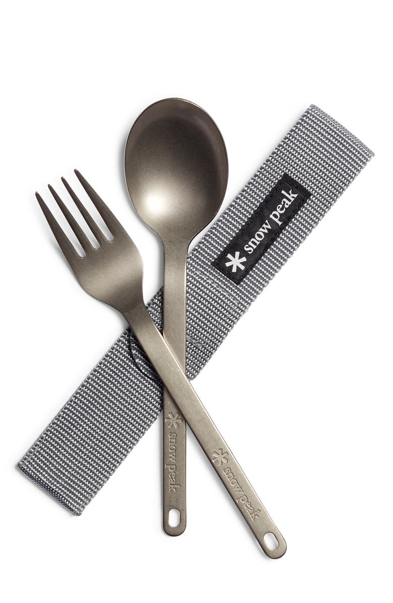 Snow Peak Titanium Fork & Spoon Set, Main, color, 