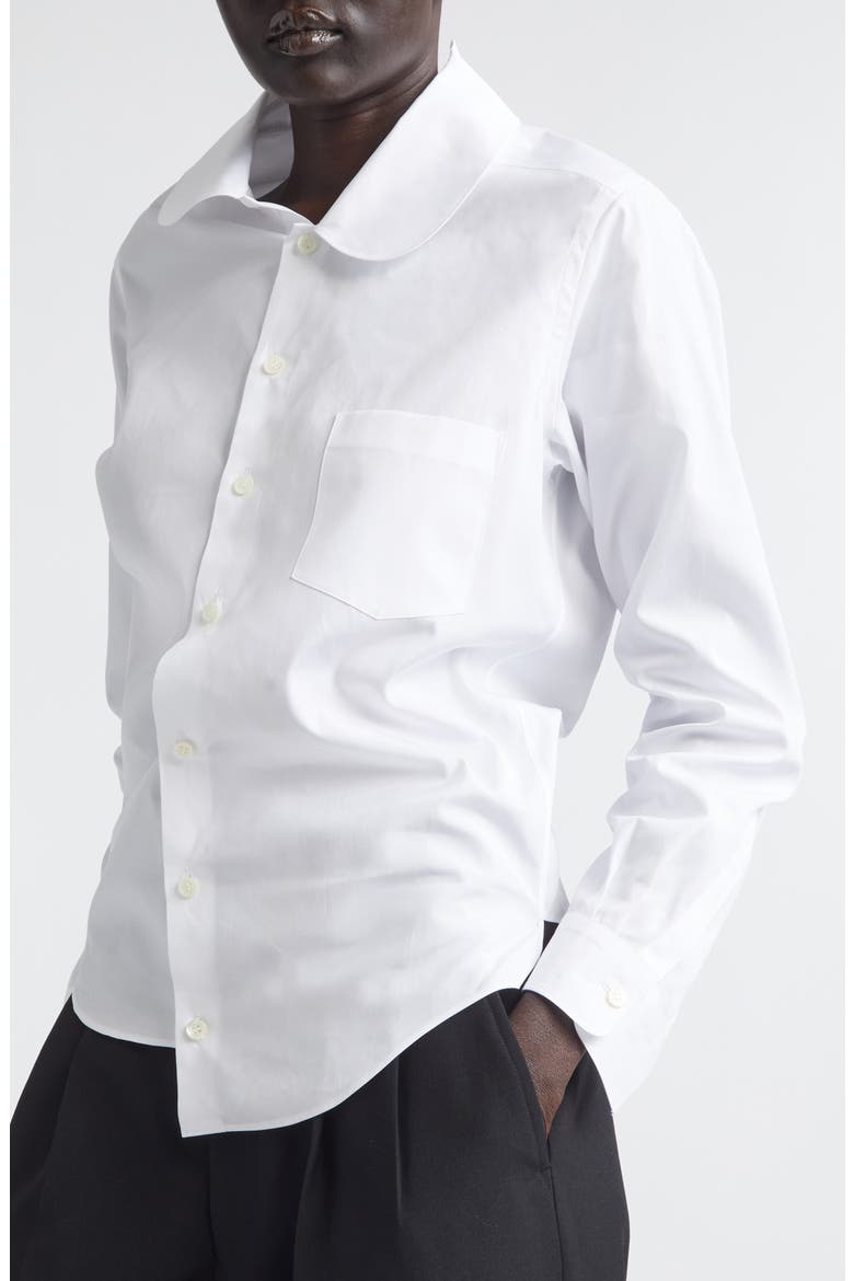 Asymmetric Cotton Broadcloth Button-Up Shirt, Alternate, color, WHITE