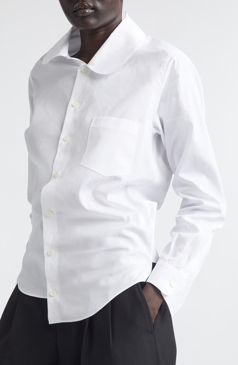 Junya Watanabe Asymmetric Cotton Broadcloth Button-Up Shirt, Alternate, color, White