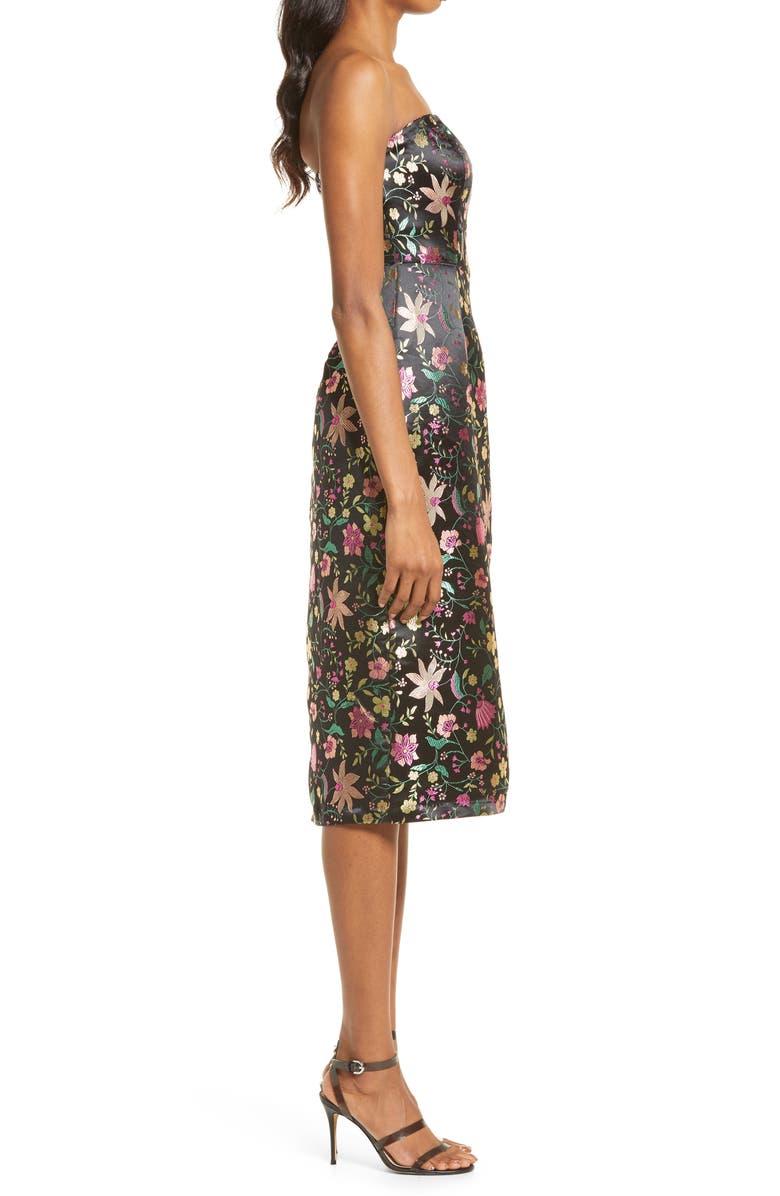 Lulus Make a Move Floral Jacquard Sleeveless Satin Dress, Alternate, color, 
