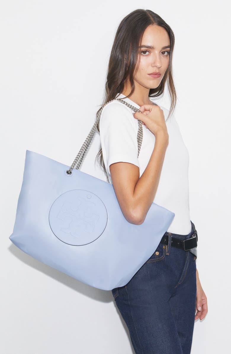 Tory Burch Ella Chain Zip Tote, Alternate, color, Blue Dawn