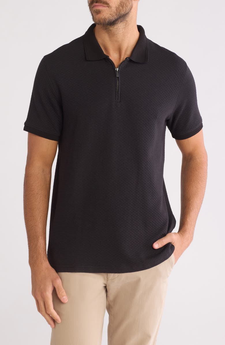 Cactus Man Texture Zip Polo, Main, color, Black