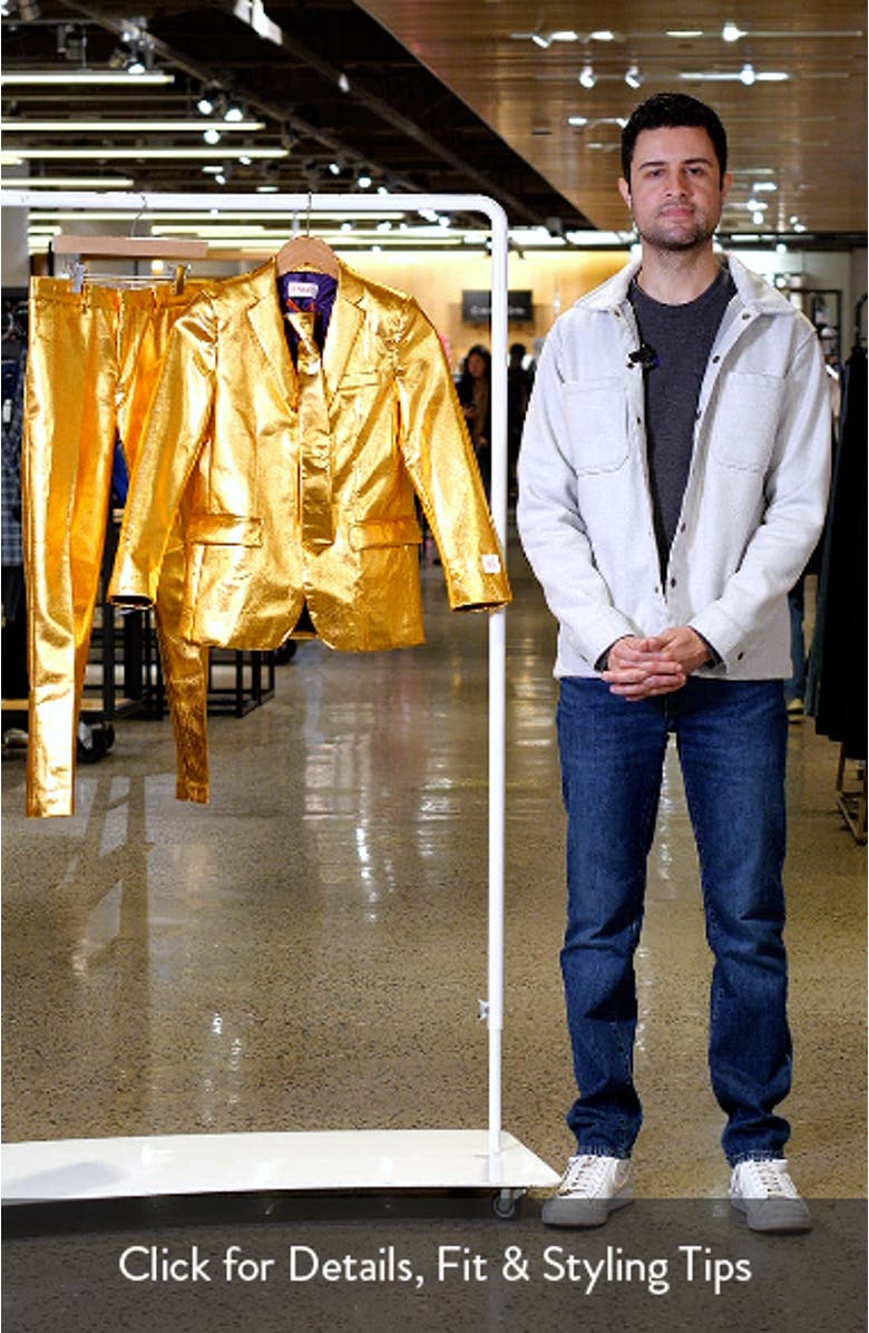 Kids' Groovy Golden Metallic Two-Piece Suit & Tie, sales video thumbnail