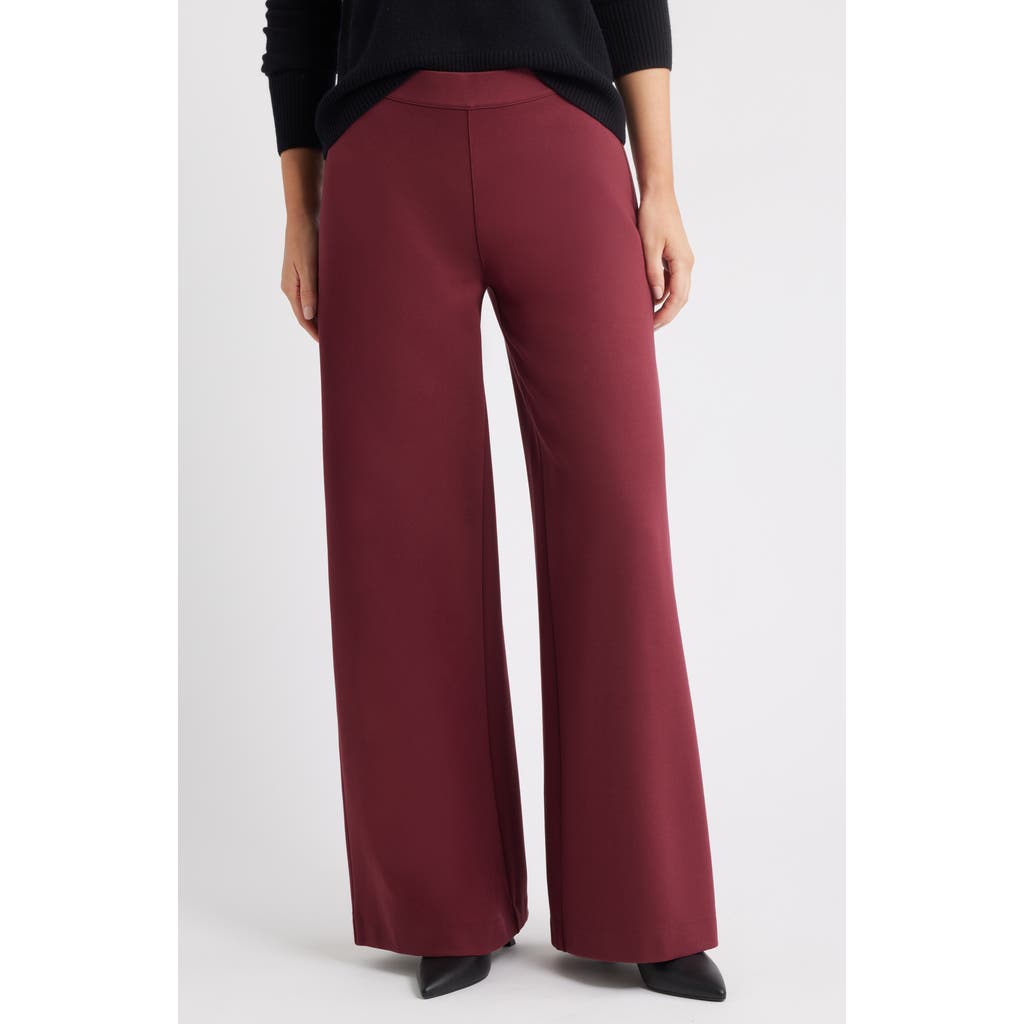 Caslonr Caslon(r) High Waist Wide Leg Ponte Pants In Burgundy
