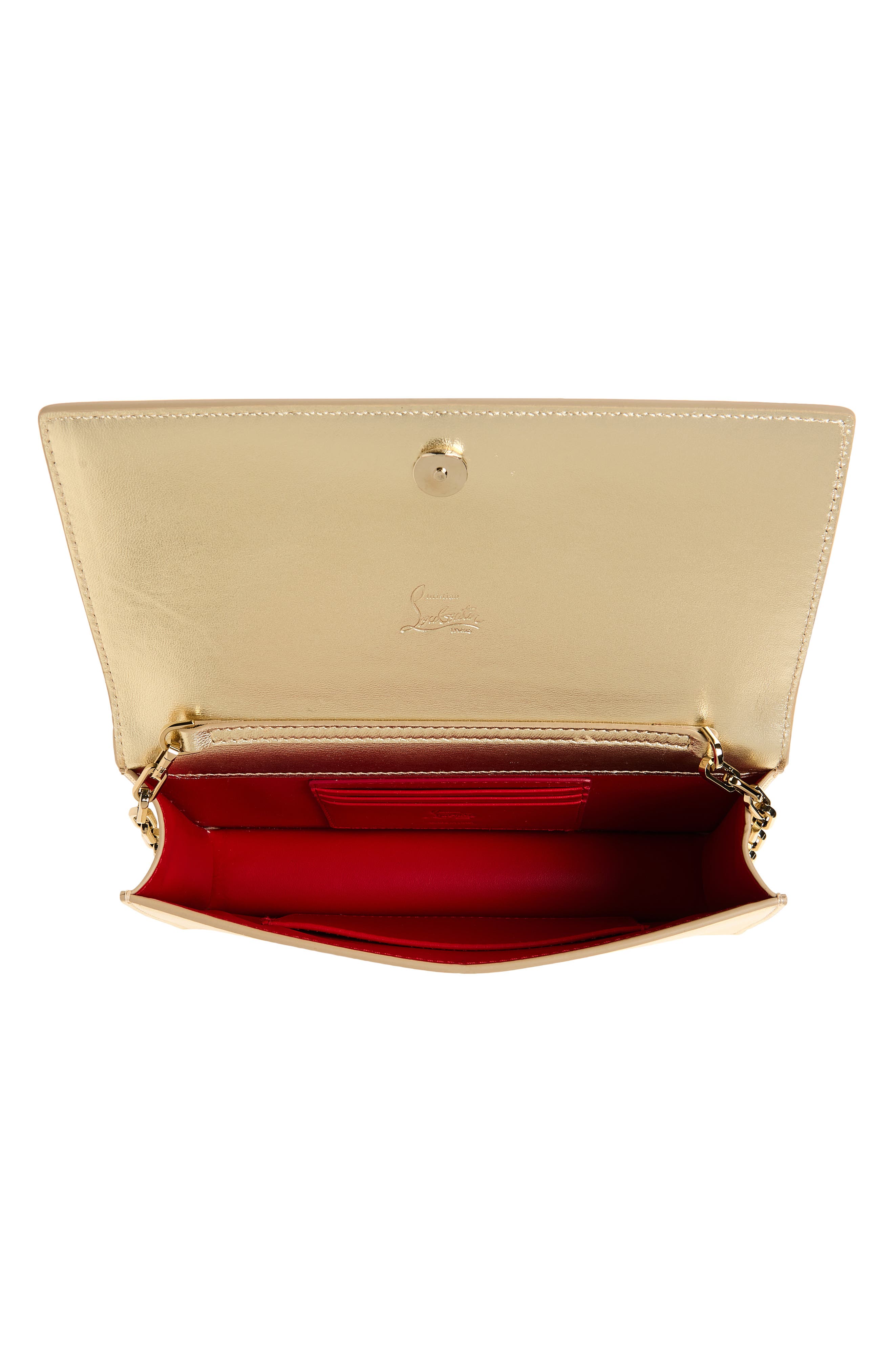 Christian Louboutin Bettina Metallic Leather Clutch, Alternate, color, Pl12 Platine/ Gold