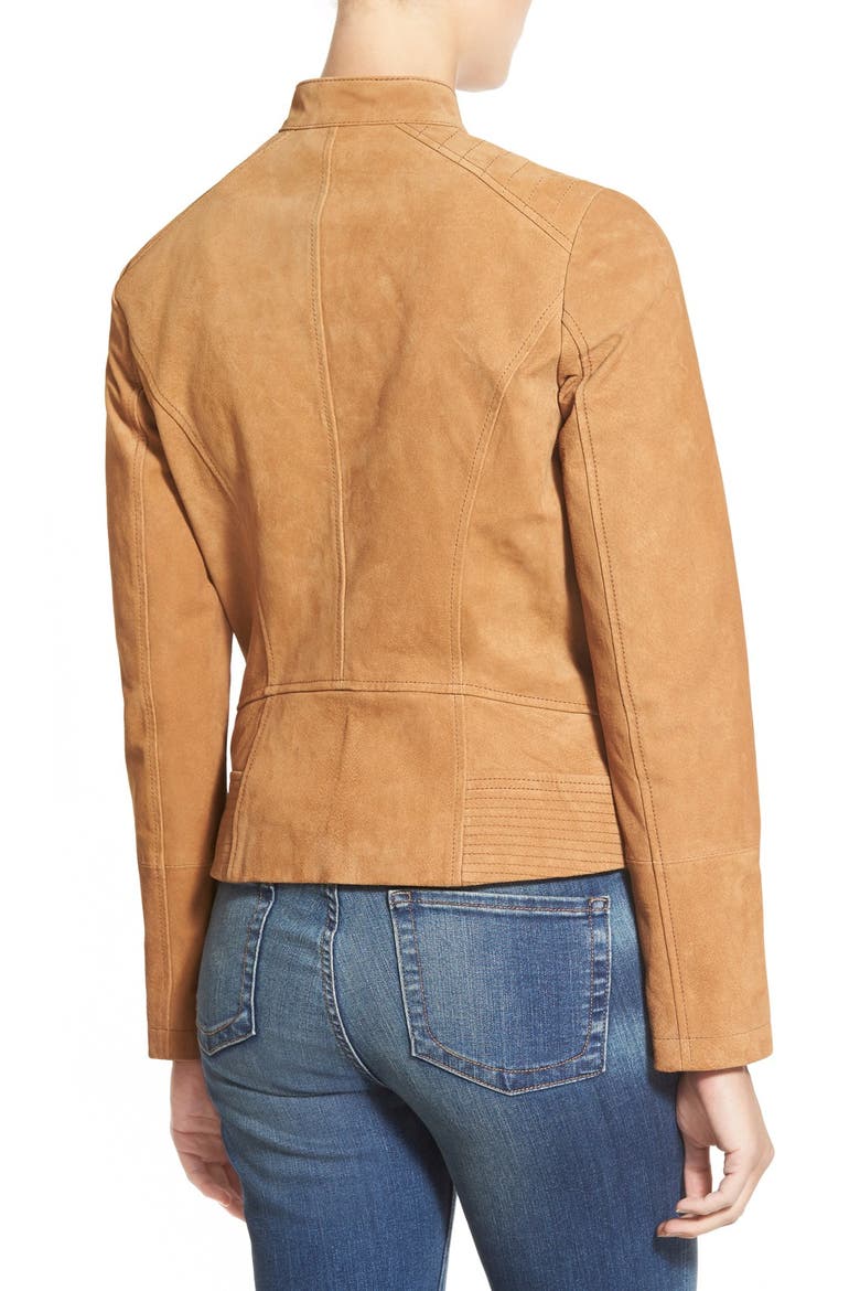 Zip Front Suede Jacket, Alternate, color, CAMEL
