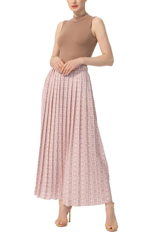 Kimi & Kai Print Box Pleat Maxi Skirt In Pink