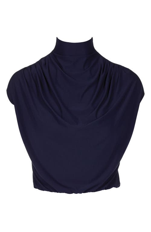 Commando Butter Draped Funnel Neck Crop Top In Navy