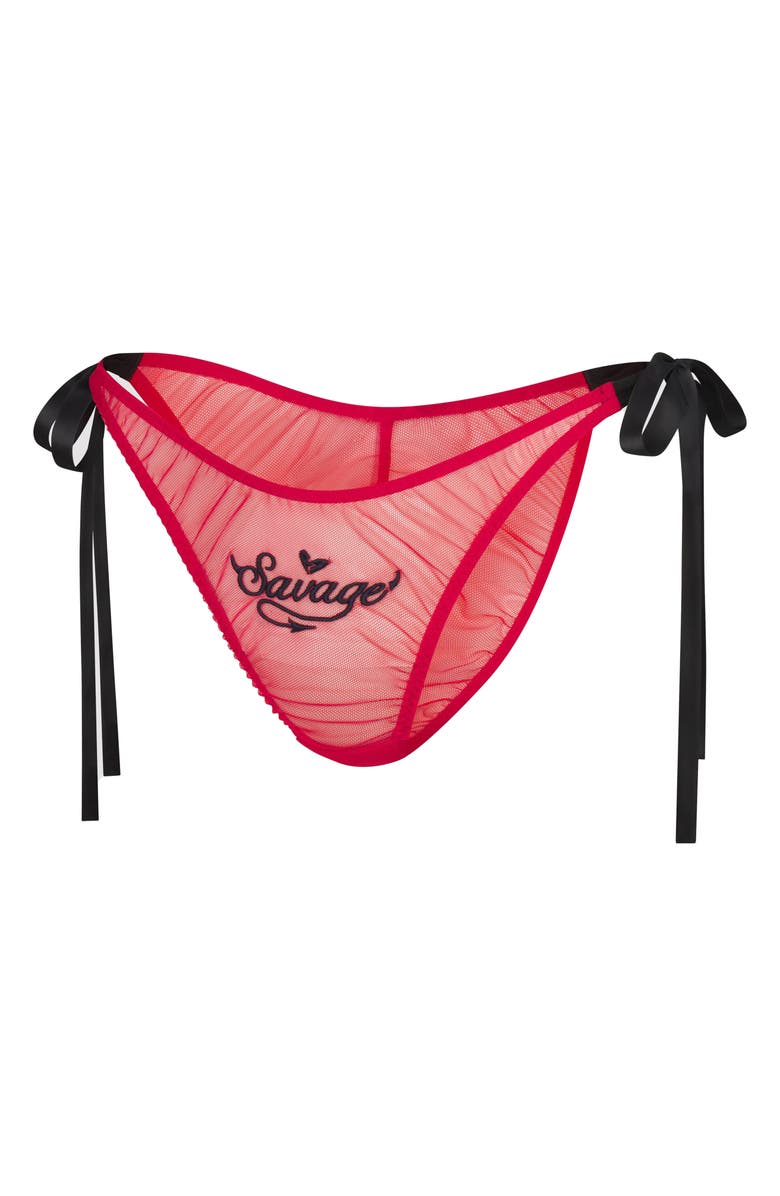 SAVAGE X FENTY Flirty Wordy Set of 2 Bikini Briefs, Alternate, color, Pink/ Red