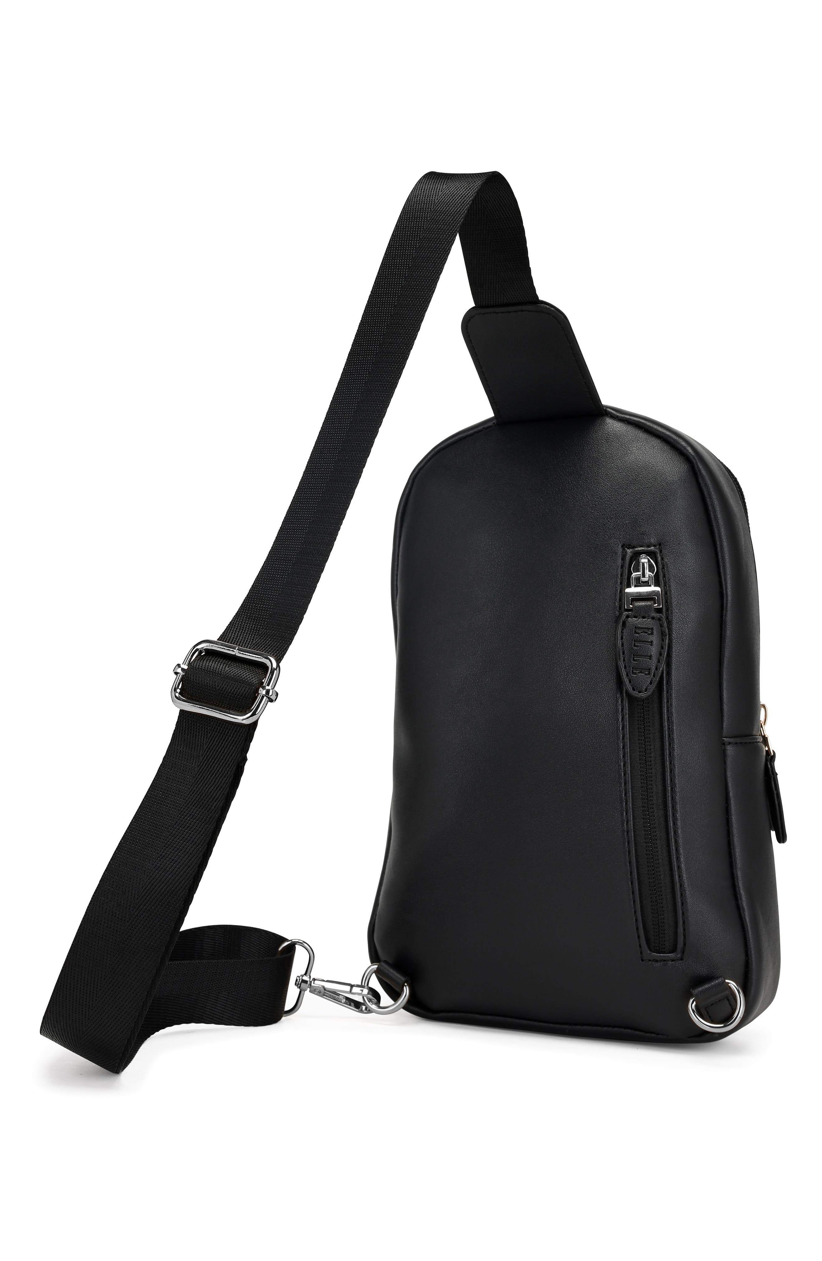 ELLE Roamer 2.8L Vegan Leather Chic Crossbody Bag, Alternate, color, Black