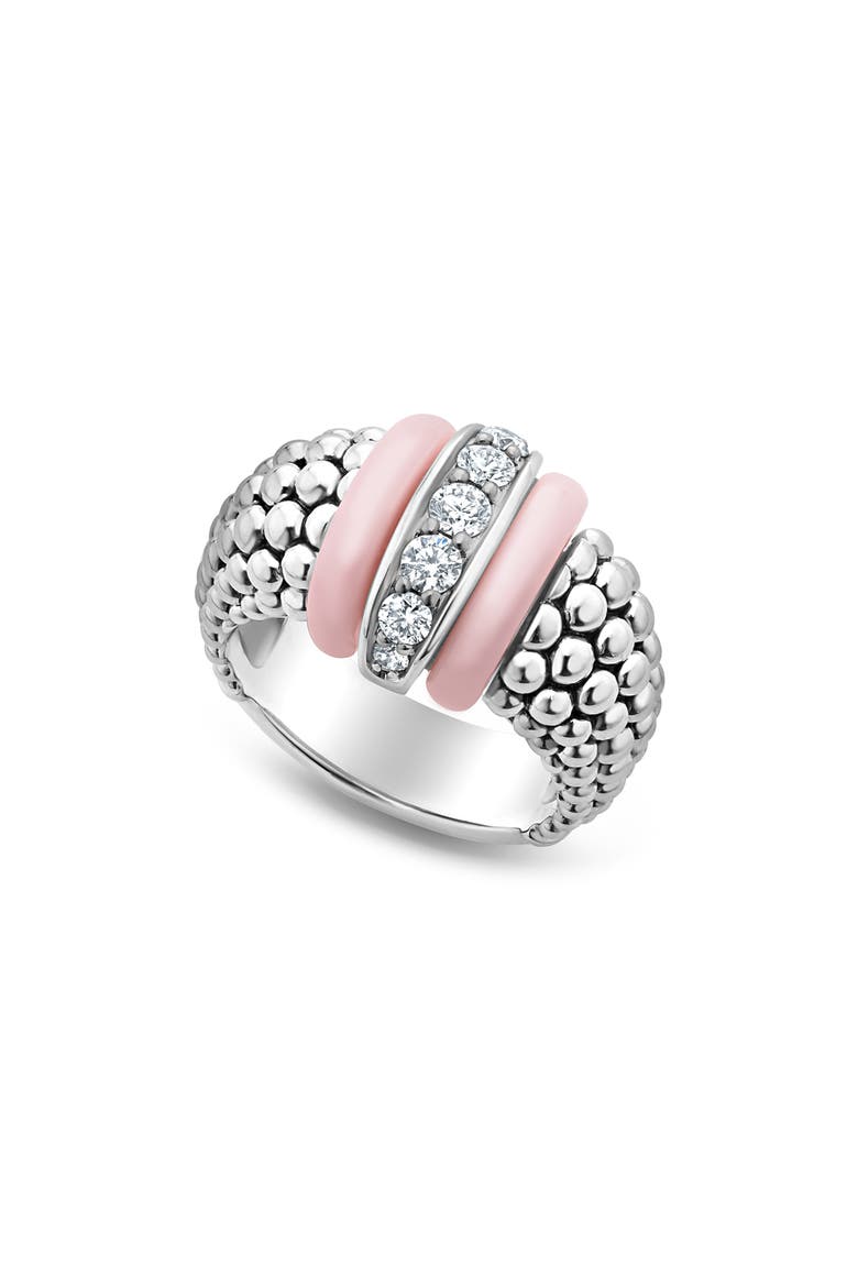 Pink Caviar Ceramic Diamond Ring (Nordstrom Exclusive), Alternate, color, PINK