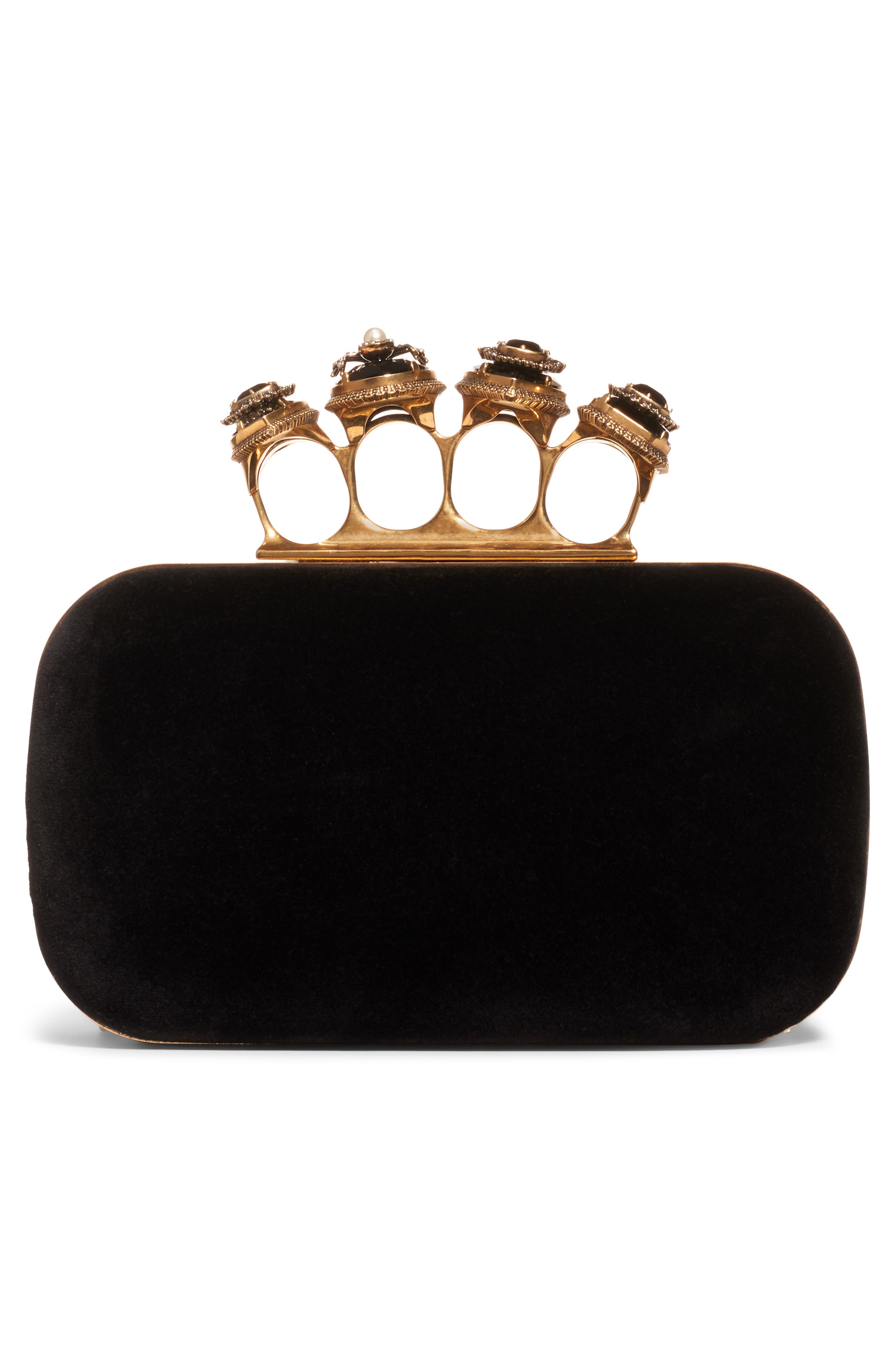McQueen Alexander McQueen Knuckle Leather Box Clutch, Alternate, color, 