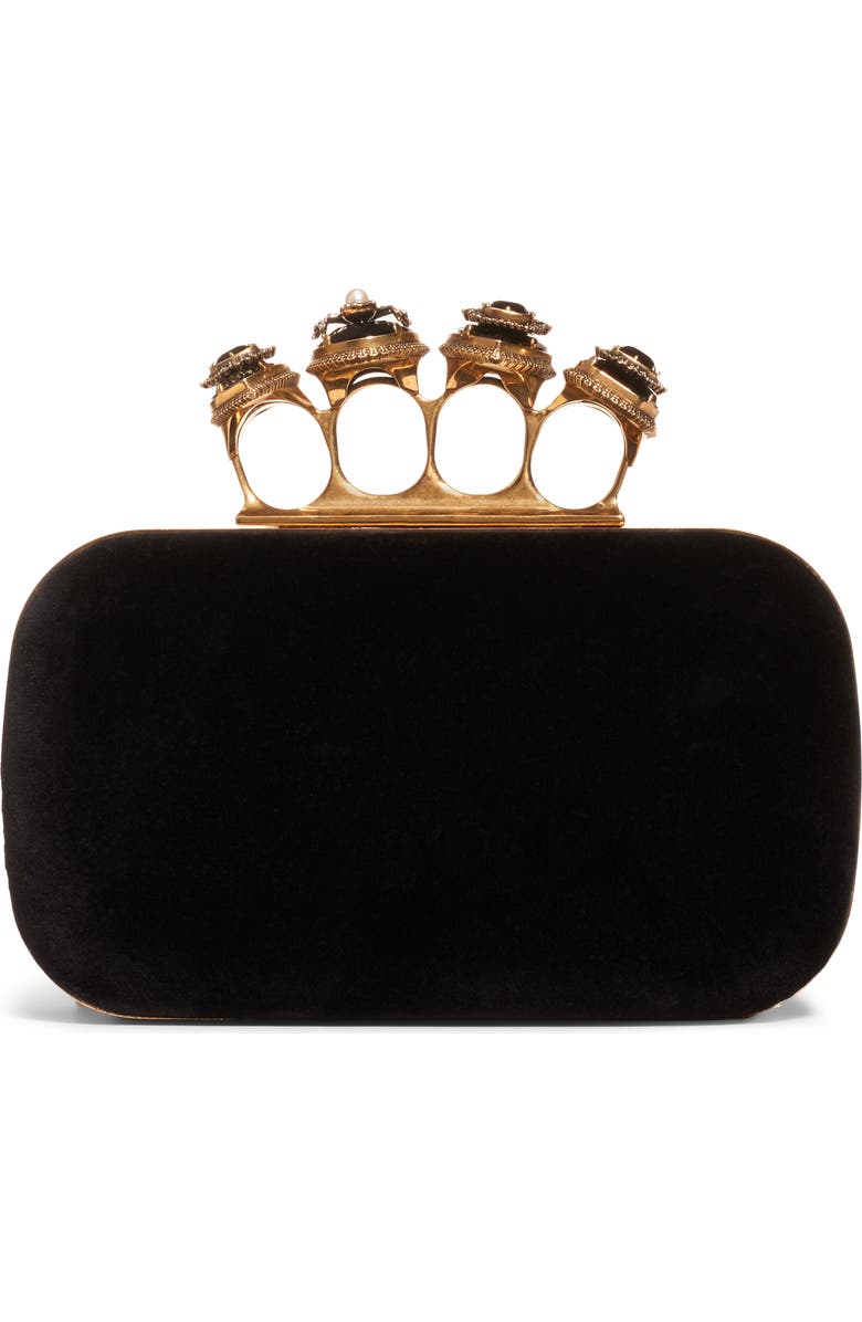 McQueen Alexander McQueen Knuckle Leather Box Clutch, Alternate, color,