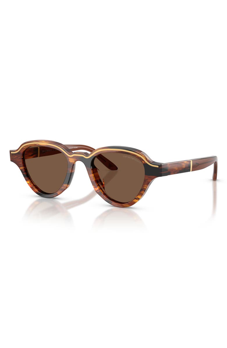 Emporio Armani 47mm Small Irregular Sunglasses, Alternate, color, Shiny Striped Dark Brown