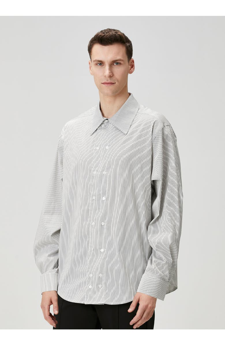 PCFG Cotton Blend Striped Woven Shirt, Alternate, color, Grey
