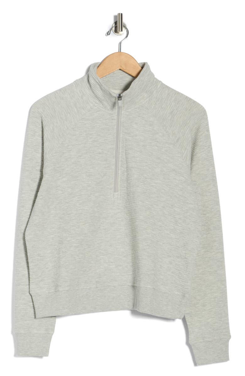 90 DEGREE BY REFLEX Horizontal Quilted Textured Pullover, Alternate, color, Heather Light Grey