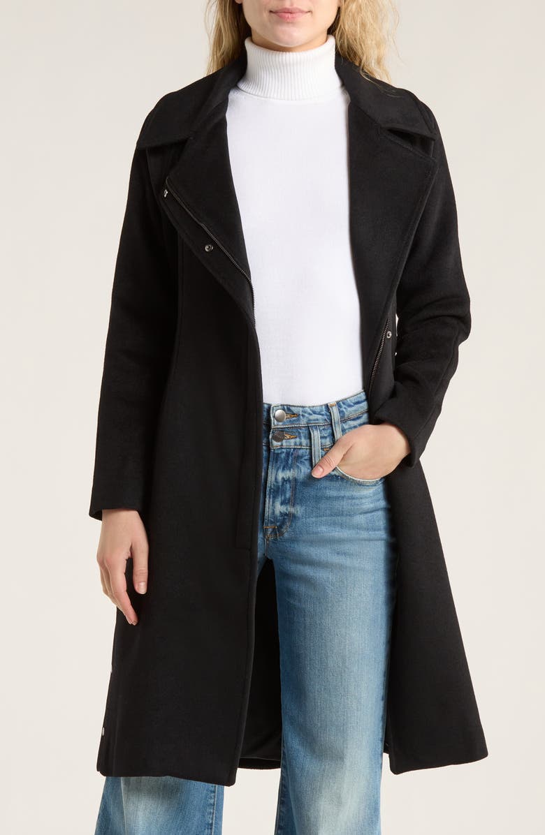 Marc New York Asymmetrical Zip Melton Wool Coat, Alternate, color, Navy