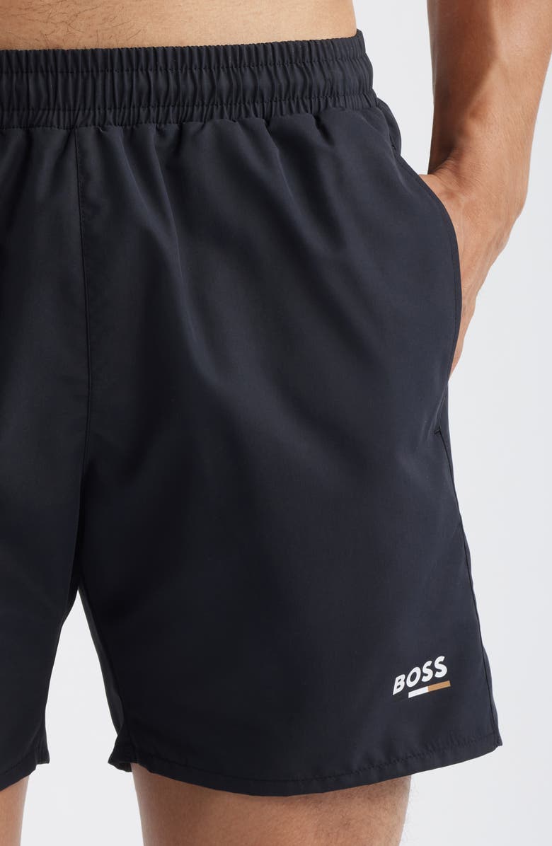 BOSS Swordfish Swim Trunks, Alternate, color, Black