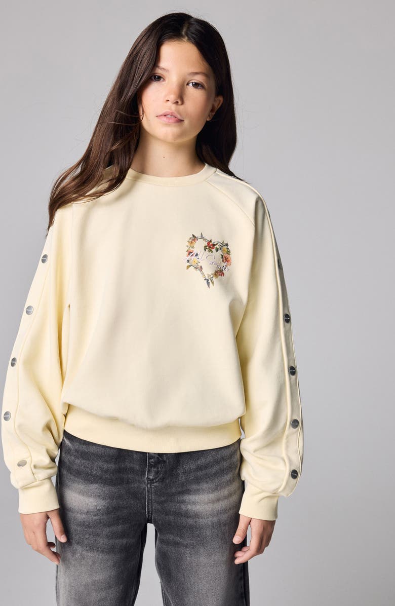 smALLSAINTS by ALLSAINTS Kids' Peace Logo Popper Sweatshirt, Alternate, color, Yellow