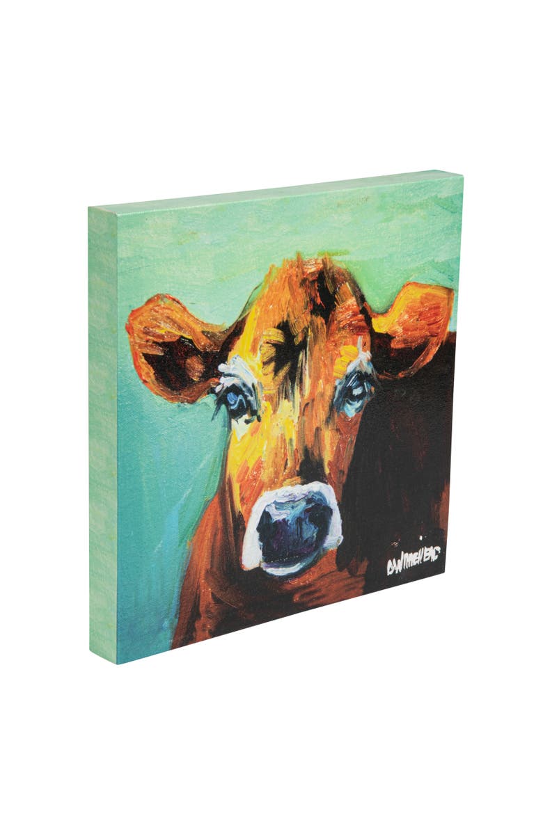 Storied Home Canvas Wall Décor with Cow Image, Main, color, Blue