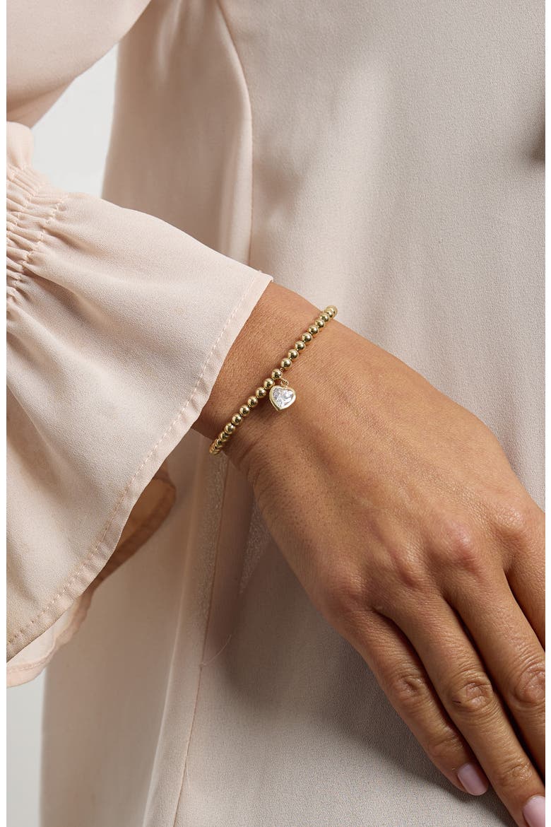 Cubic Zirconia Heart Beaded Bolo Bracelet, Alternate, color, GOLD