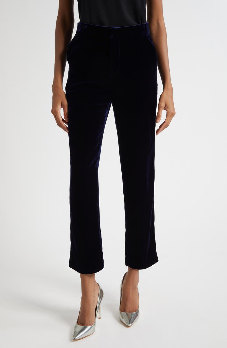 L'AGENCE Rebel Velvet Straight Leg Pants, Main, color, Midnight