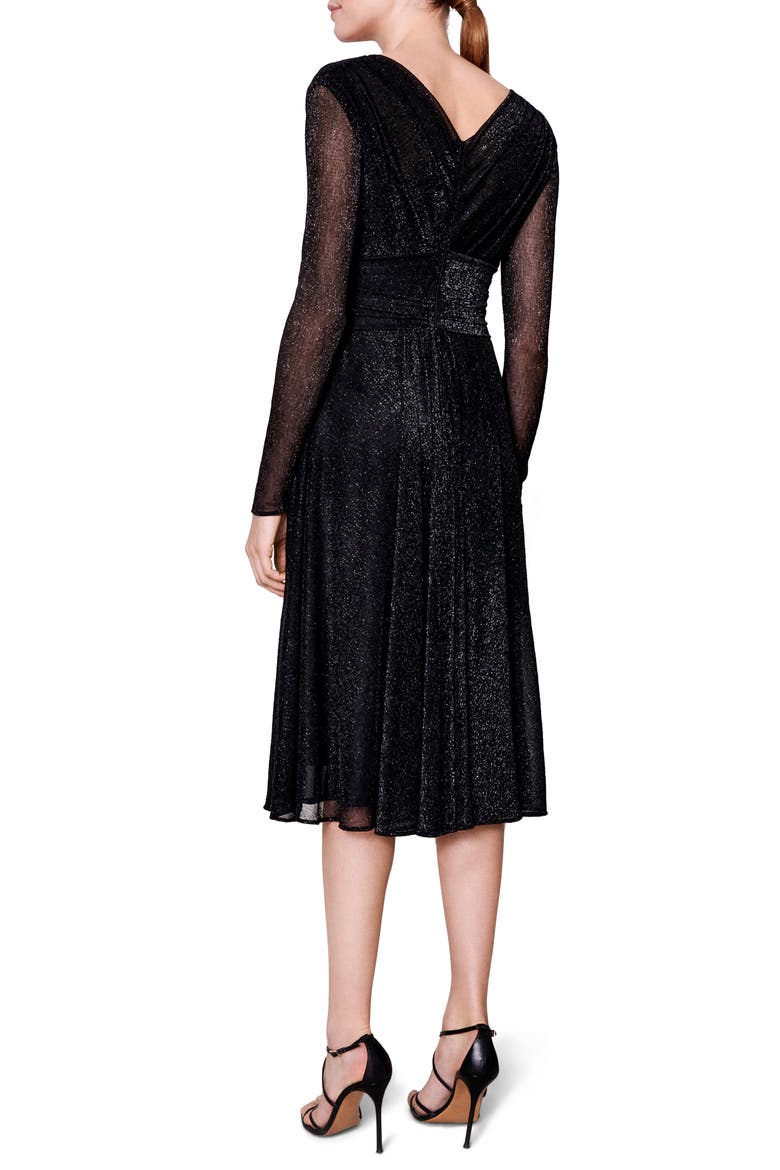 Metallic Voile Long Sleeve Dress, Alternate, color, BLACK