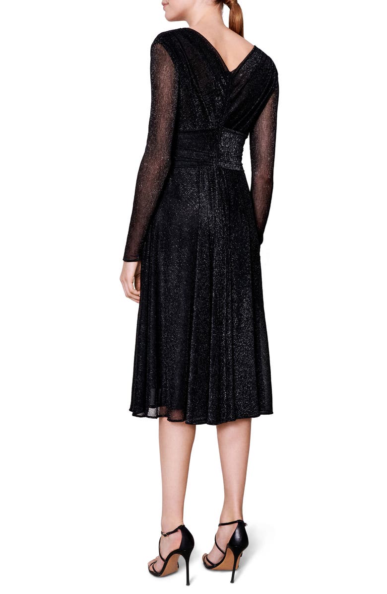 Talbot Runhof Metallic Voile Long Sleeve Dress, Alternate, color, 