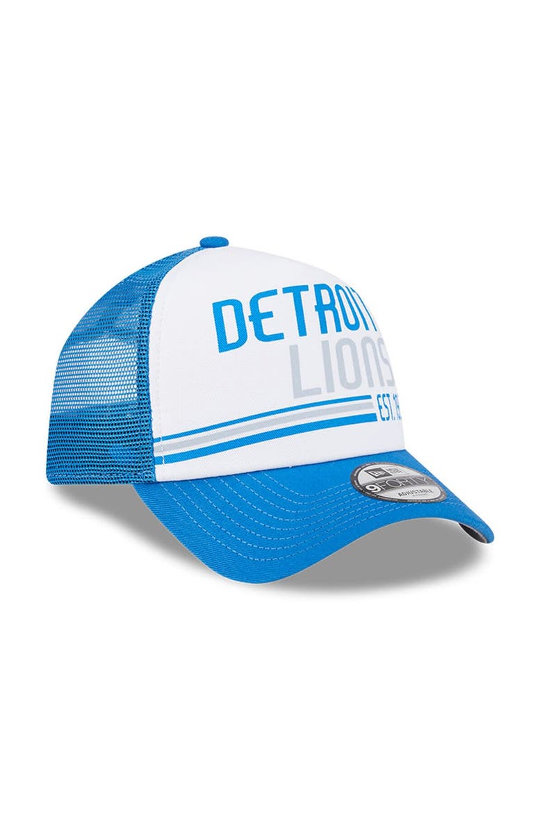 New Era Men's New Era White/Blue Detroit Lions Stacked A-Frame Trucker 9FORTY Adjustable Hat, Alternate, color, 
