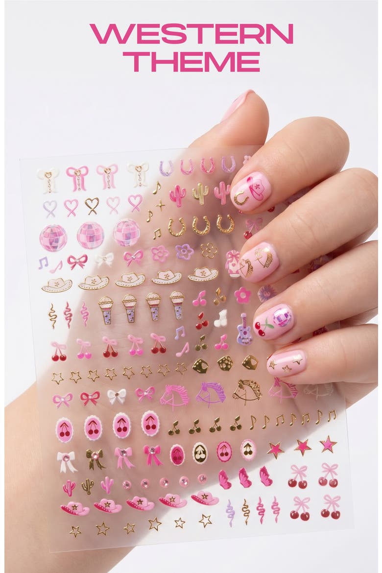 Kids' Dainty Nail Stickers, Alternate, color, PINK