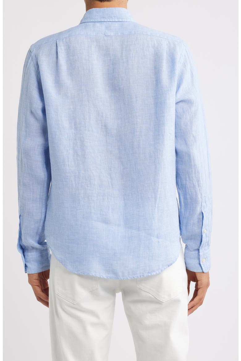 Classic Fit Houndstooth Linen Button-Up Shirt, Alternate, color, CABANA BLUE/WHITE