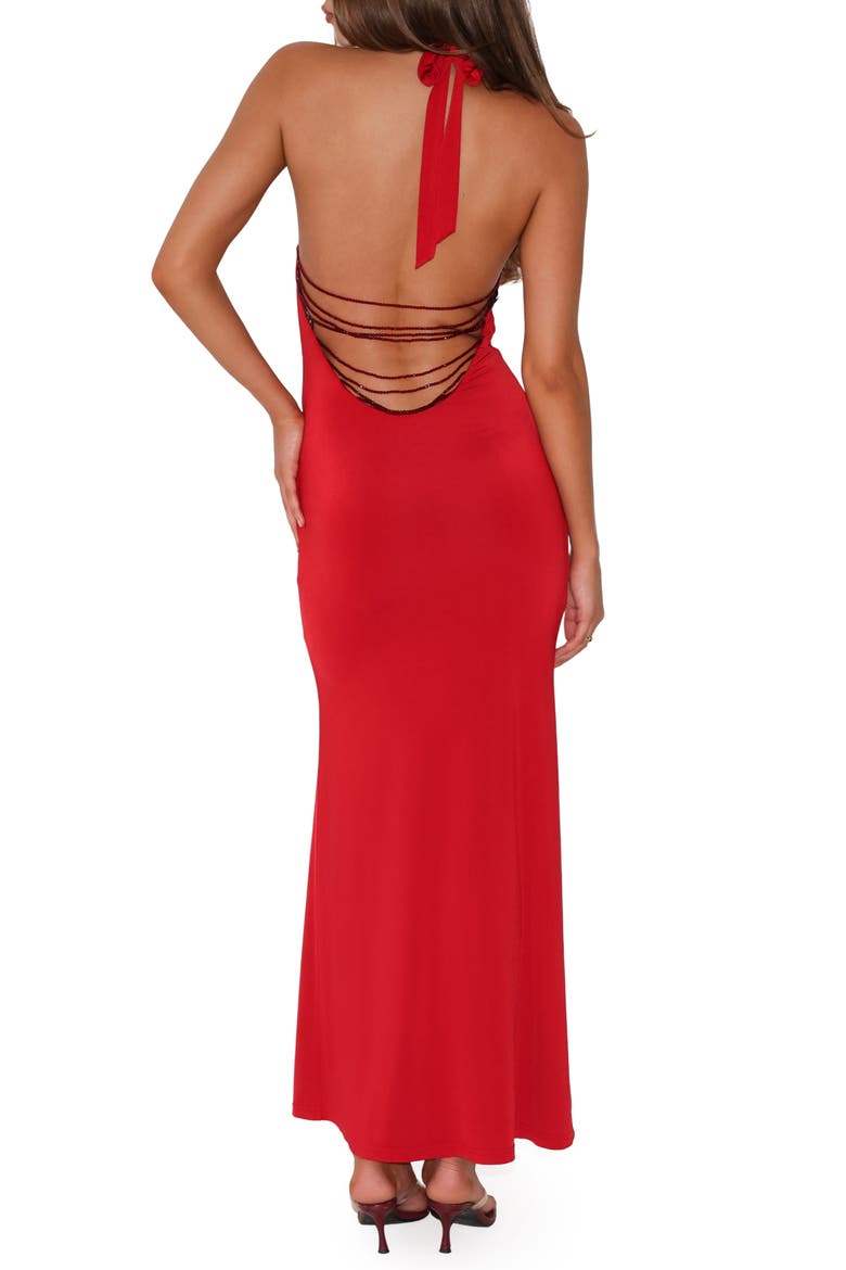 Solyne Plunge Neck Maxi Dress, Alternate, color, RED