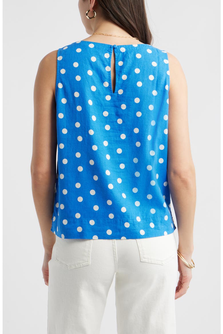 Linen Blend Tank, Alternate, color, BLUE PALACE TULLA DOT