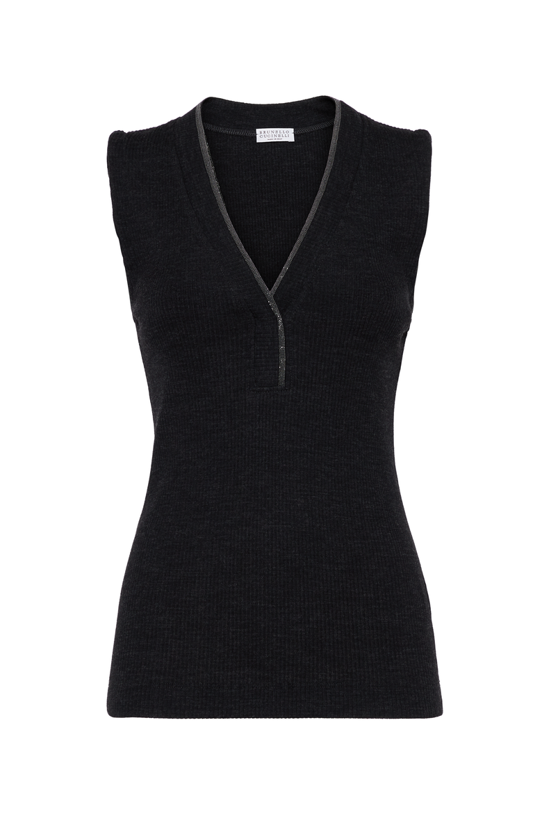 Ribbed jersey top, Main, color, Anthracite