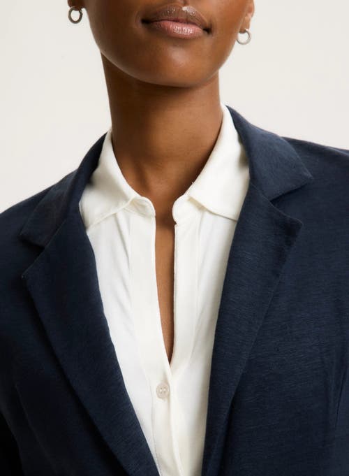 MAJESTIC MAJESTIC FILATURES STRETCH LINEN ONE BUTTON BLAZER 