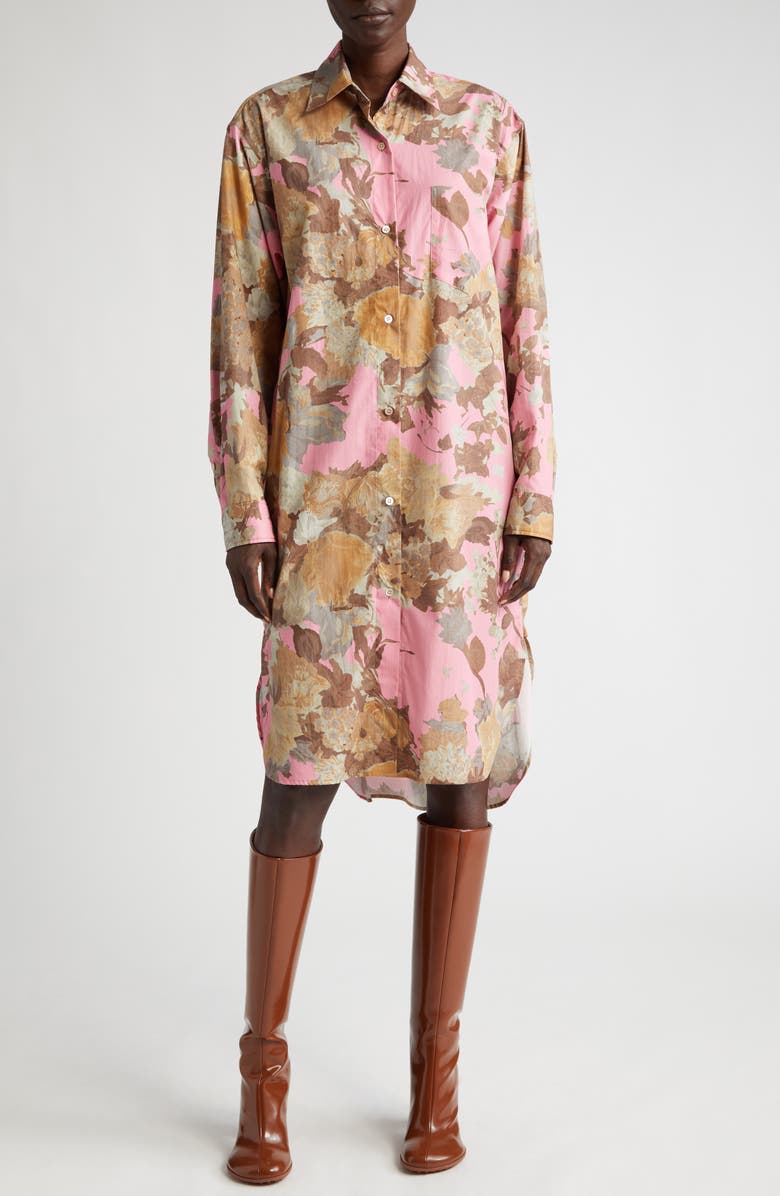 Dries Van Noten Dayley Floral Long Sleeve Shirt Dress, Main, color,