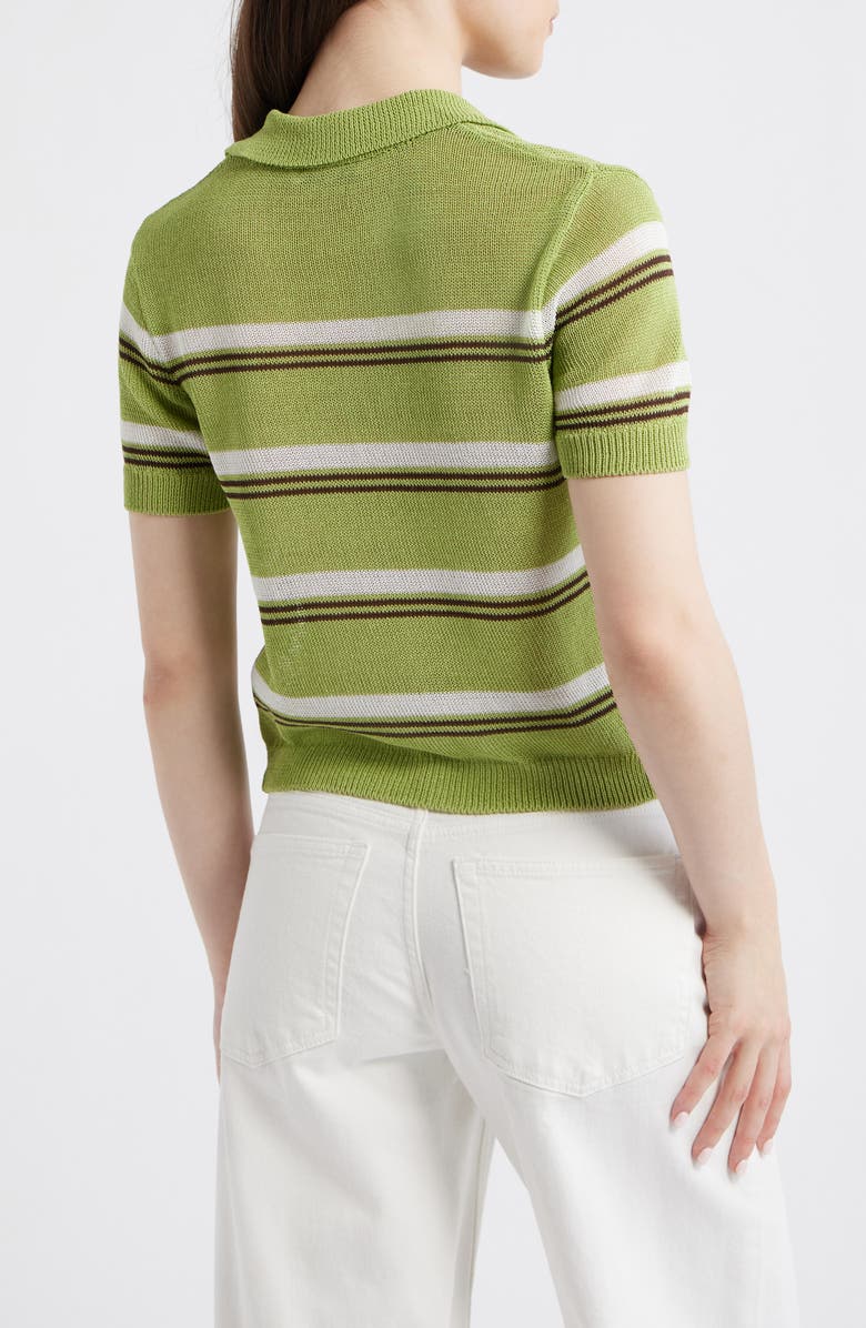 MANGO Stripe Jersey Polo Sweater, Alternate, color, Green