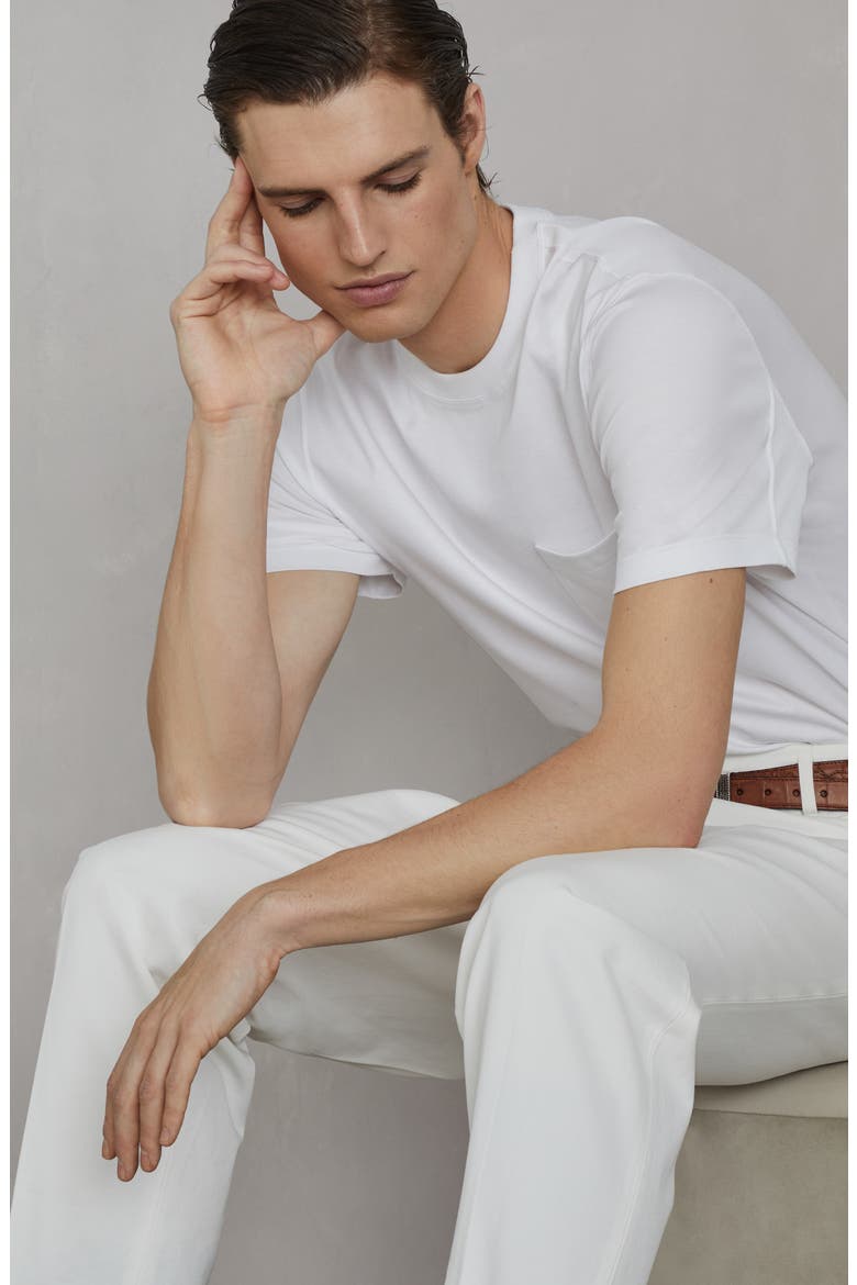Jersey T-shirt with chest pocket, Alternate, color, White