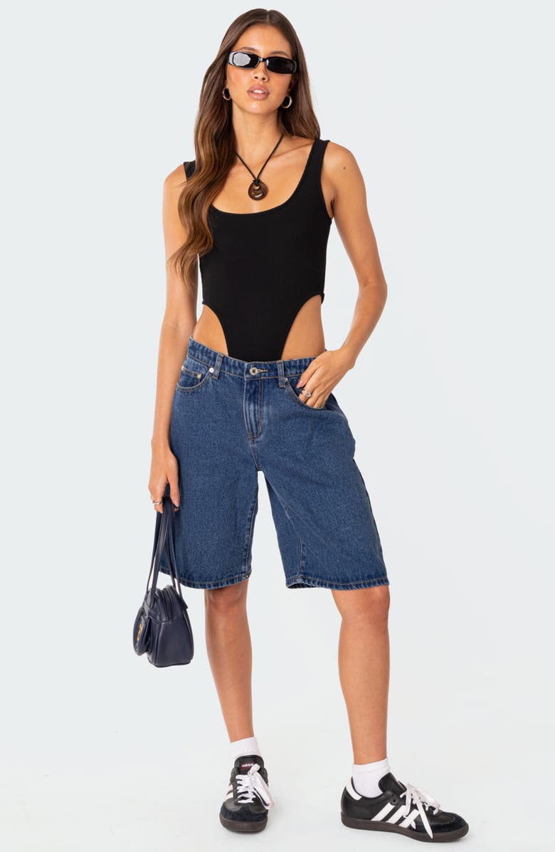 EDIKTED High Cut Rib Bodysuit, Alternate, color, 