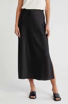 Vince Side Slit Satin Skirt
